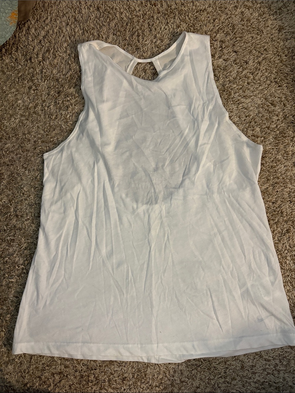 Nike Women's White Sheer-Back Tank Top - Classic Crew Neck